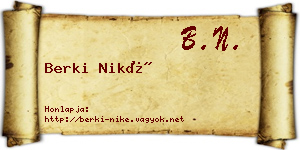 Berki Niké névjegykártya